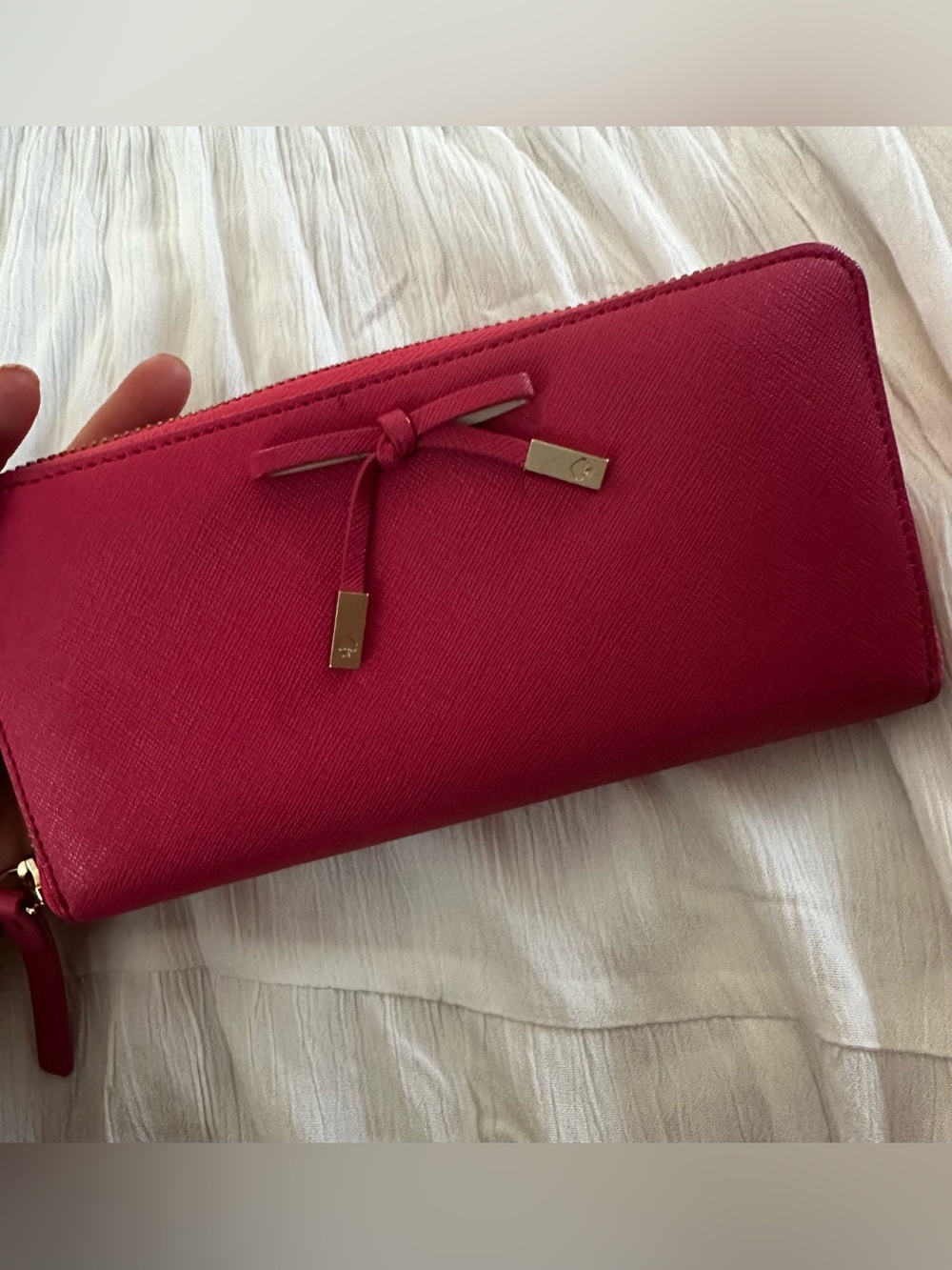 kate spade Hot Pink Bow Zip Wallet